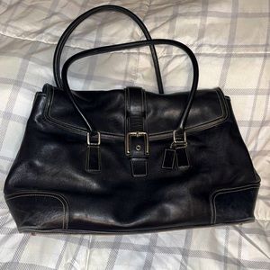 Vintage Coach Black Leather Business Tote